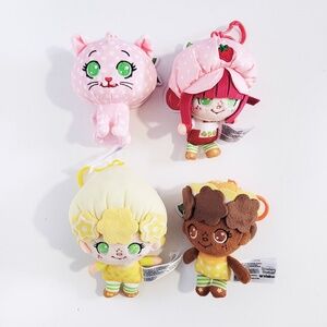 Strawberry Shortcake 4" Plush Cheebee Backpack Clips - Lot of 4 BNWT